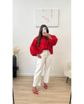 Chemise dos uni ouverte rouge