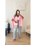 Chemise oversize rayé Rose