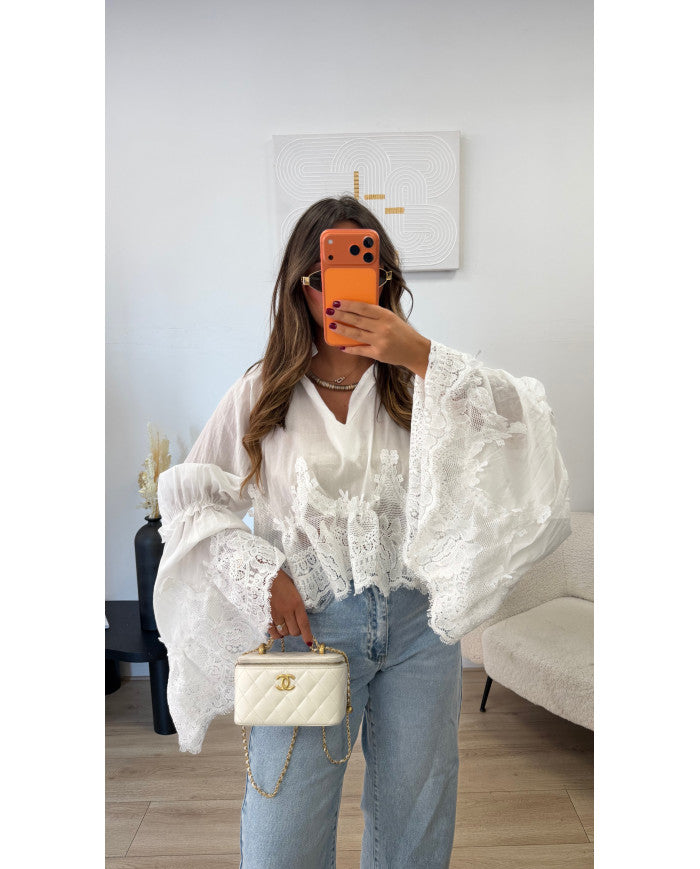 Chemisier Gaby dentelle blanc