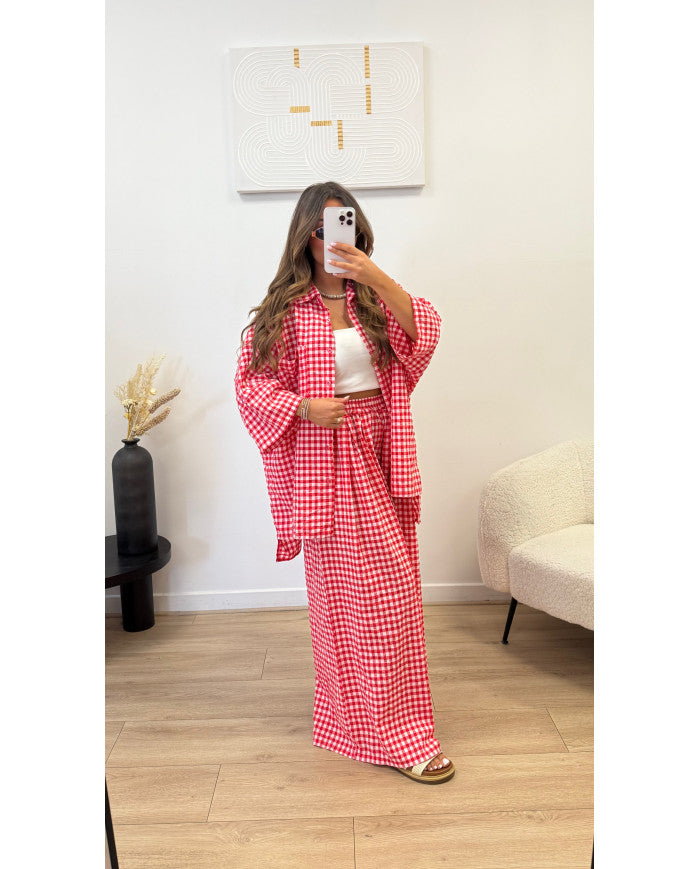 Ensemble 100% coton carreaux rouge expédié jeudi