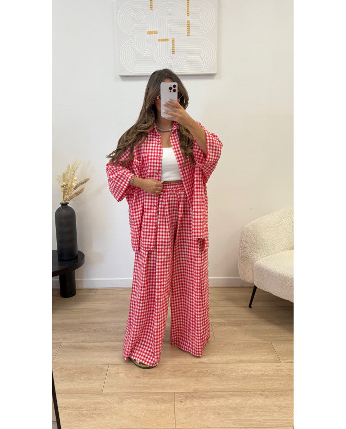 Ensemble 100% coton carreaux rouge expédié jeudi