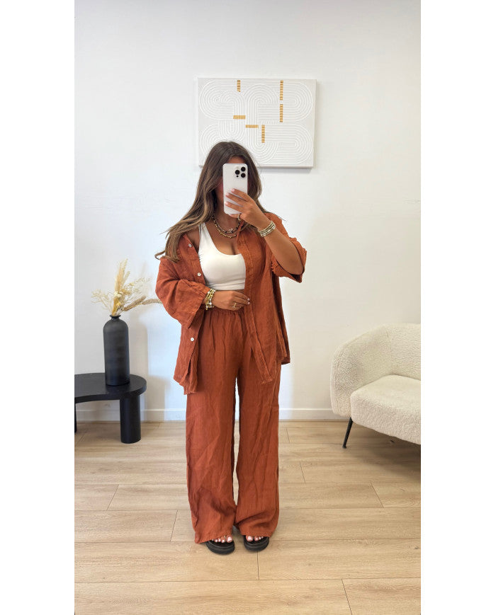 Ensemble 100% Lin Terracota