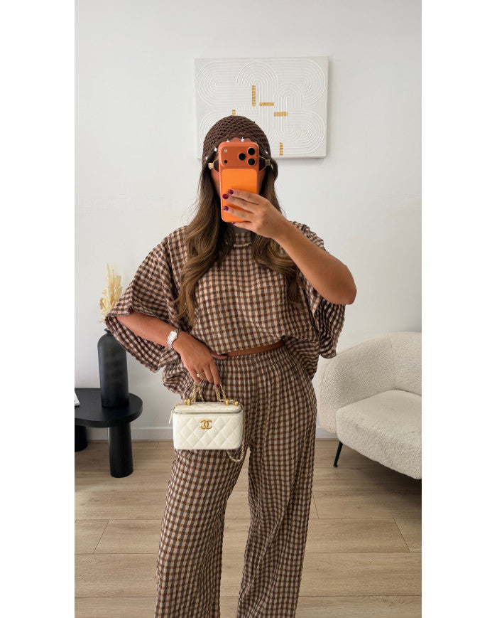 Ensemble à carreaux Loose Choco