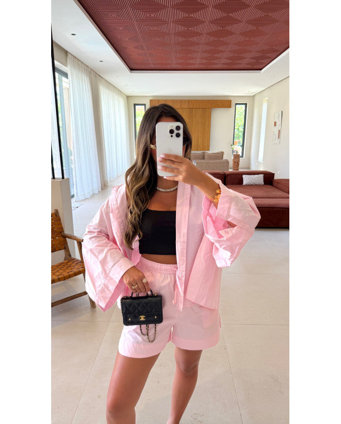 Ensemble chemise + short Nacima rose