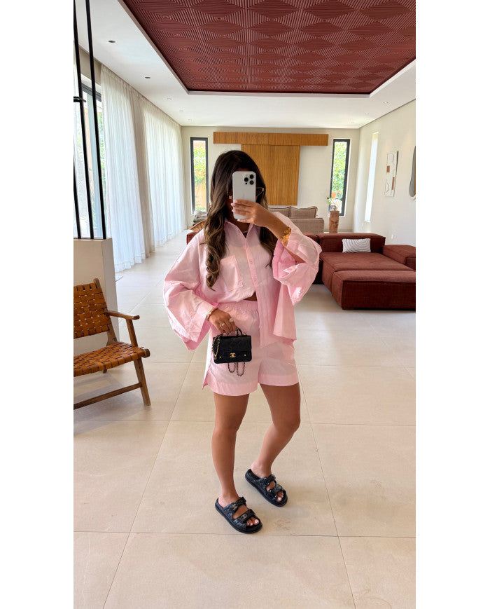 Ensemble chemise + short Nacima rose