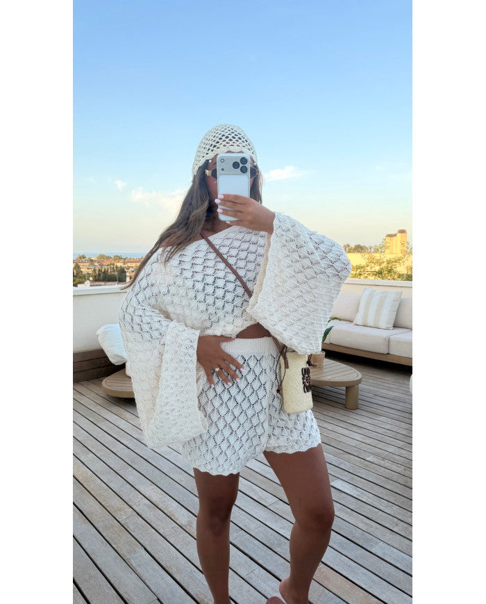 Ensemble Cosy Crochet Beige