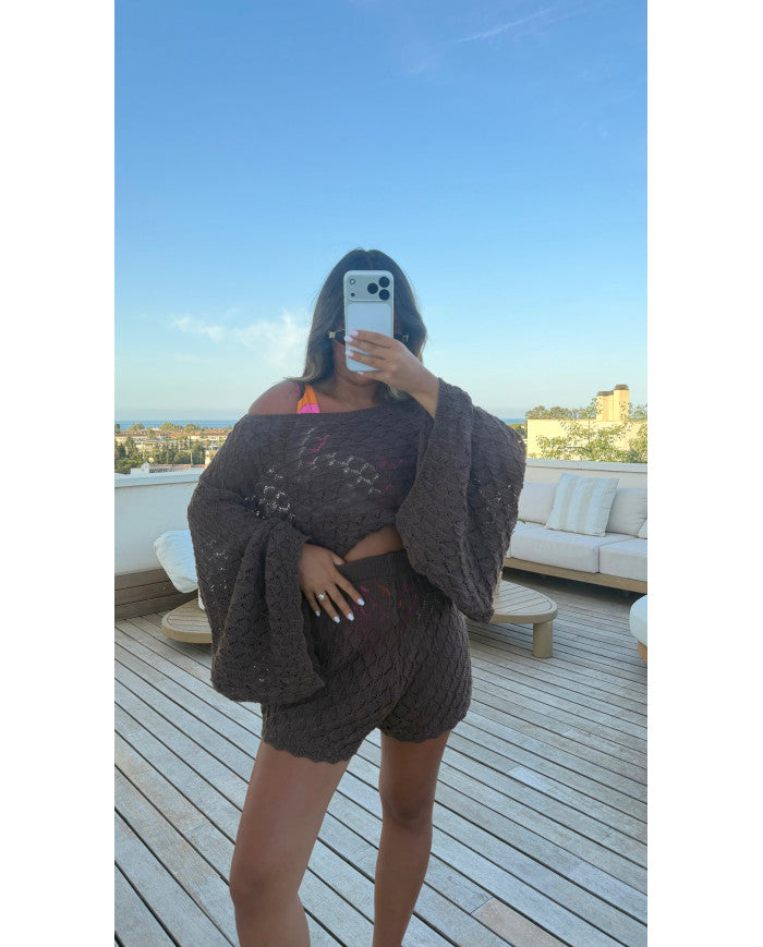 Ensemble Cosy Crochet Beige