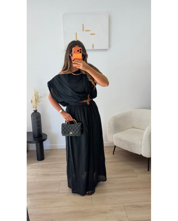 Ensemble Jupe Longue anneaux Noir