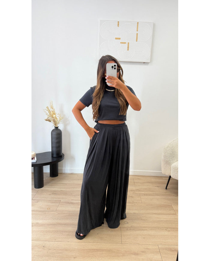 Ensemble viscose Crop Noir anthracite