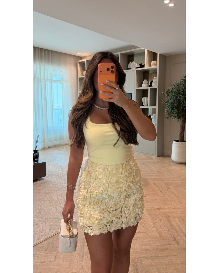 Jupe courte froufrou Jaune