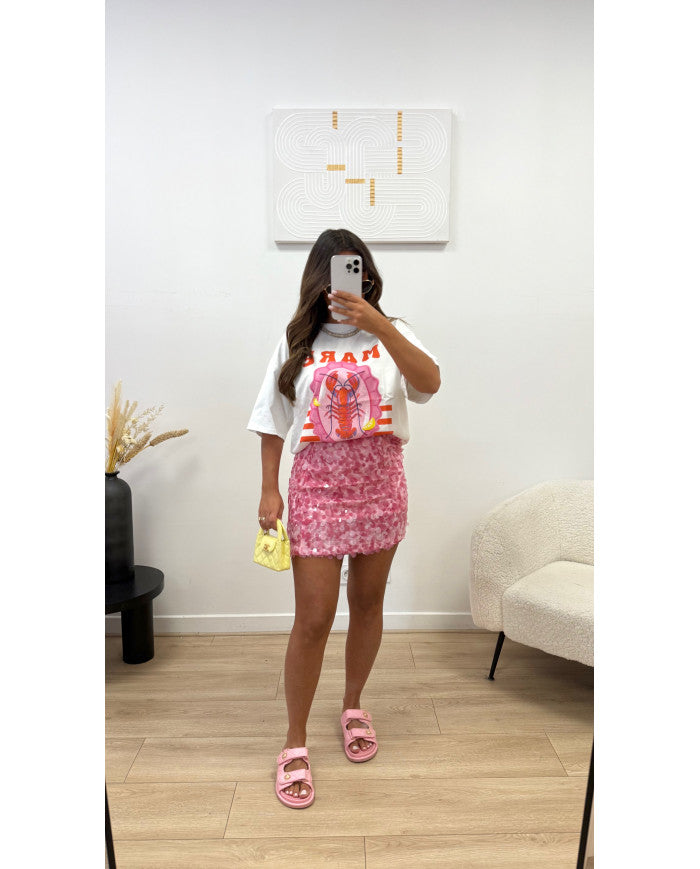 Jupe sequin rose