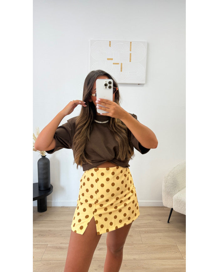 Jupe short à pois Jaune & Choco