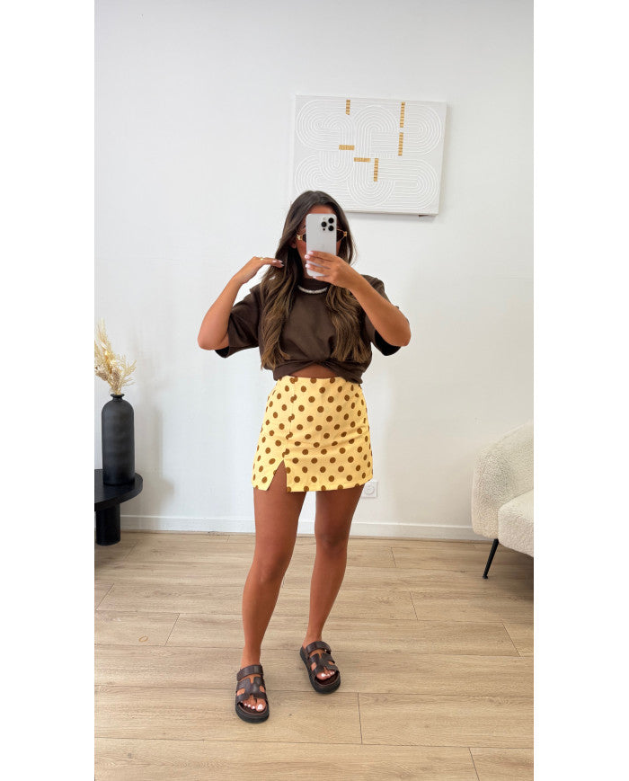 Jupe short à pois Jaune & Choco