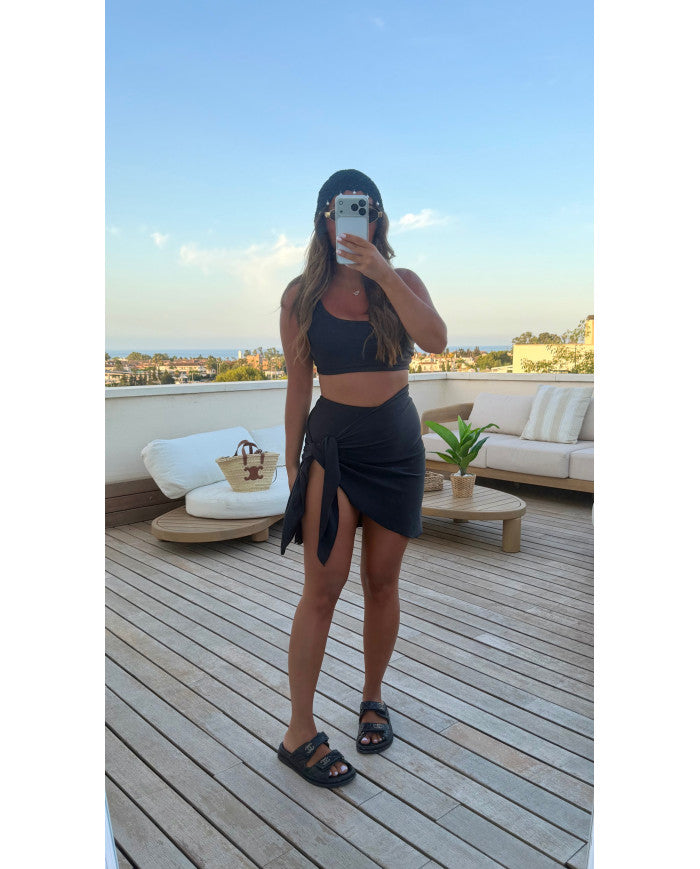 Maillot de Bain 3 pièces Uni Noir