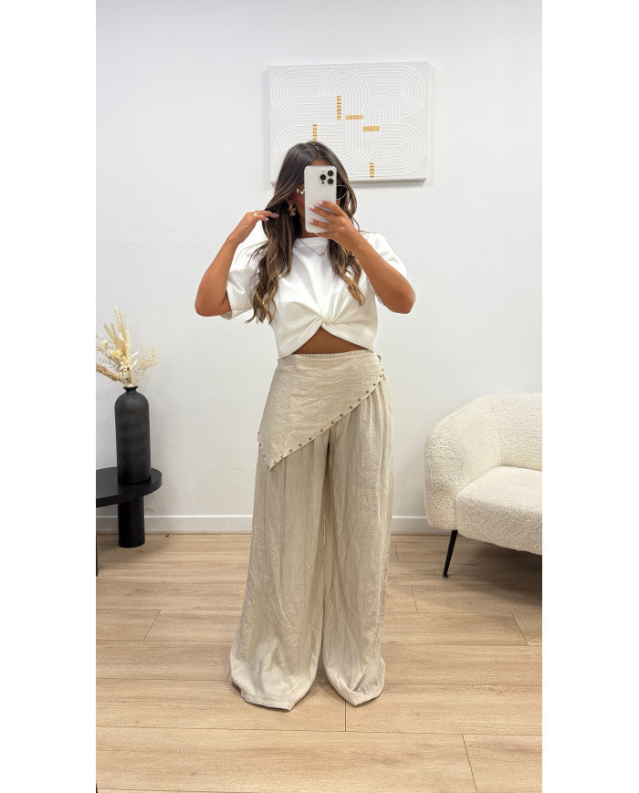 Pantalon fluide + foulard clouté Rust