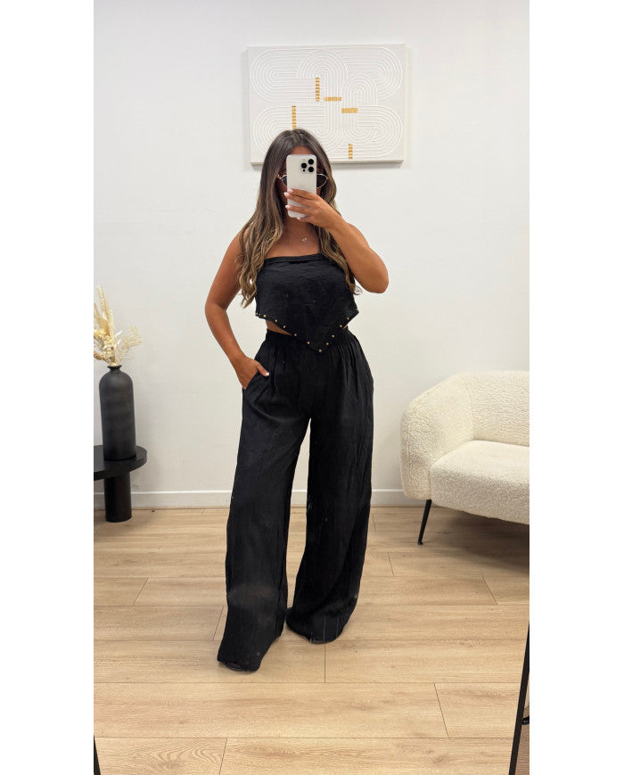 Pantalon fluide + foulard clouté Rust