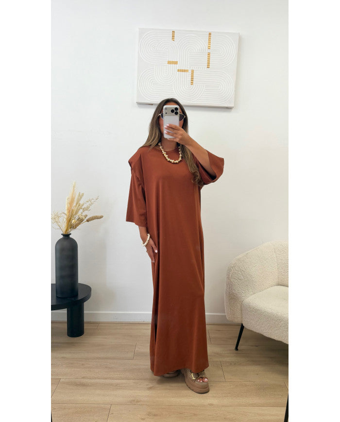 Robe épaulette Viscose Terracota