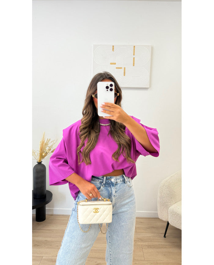 T-shirt épaulette Viscose Noir